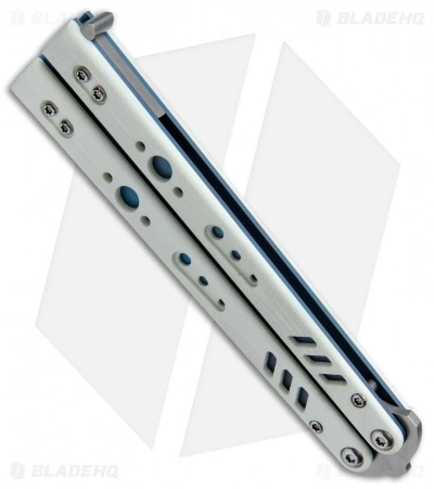 BRS Premium Replicant ALT Bali Butterfly Knife White G-10/Blue Ti (4.5" SW) - Image 2