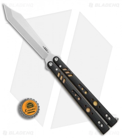 BRS Premium Replicant Balisong Butterfly Knife Black G-10/Gold Ti (4.5" SW) - Image 4