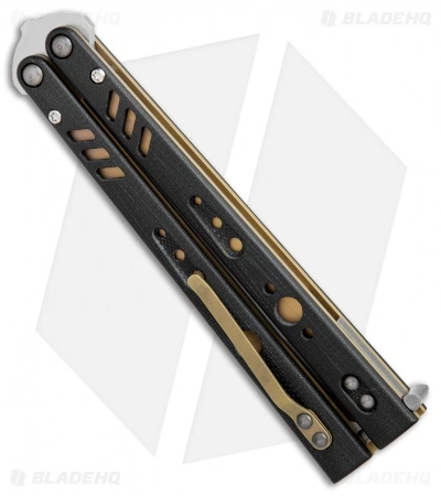 BRS Premium Replicant Balisong Butterfly Knife Black G-10/Gold Ti (4.5" SW) - Image 2