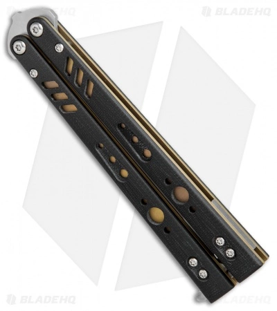 BRS Premium Replicant Balisong Butterfly Knife Black G-10/Gold Ti (4.5" SW) - Image 3