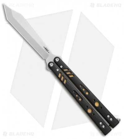 BRS Premium Replicant Balisong Butterfly Knife Black G-10/Gold Ti (4.5" SW)