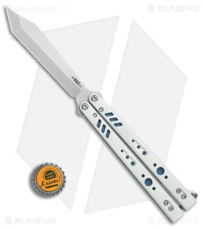 BRS Premium Replicant Balisong Butterfly Knife White G-10/Blue Ti (4.5" SW) - Image 4