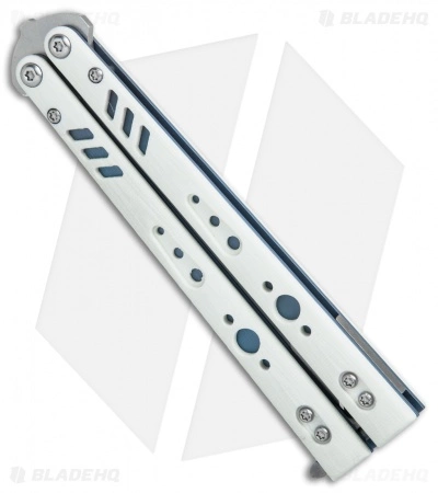 BRS Premium Replicant Balisong Butterfly Knife White G-10/Blue Ti (4.5" SW) - Image 3