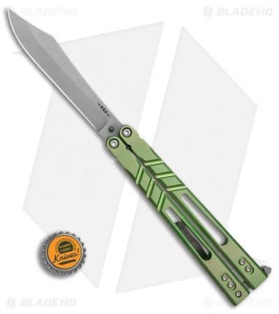 BRS Premium Alpha Beast Balisong Butterfly Knife Green Ti W/ Clip (4.5" SW) - Image 4