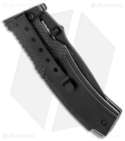 Bad Blood Liner Lock Pocket Knife G-10/Carbon Fiber (3.3" Black Serr) - Image 3