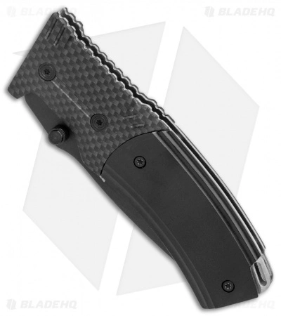Bad Blood Liner Lock Pocket Knife G-10/Carbon Fiber (3.3" Black Serr) - Image 2