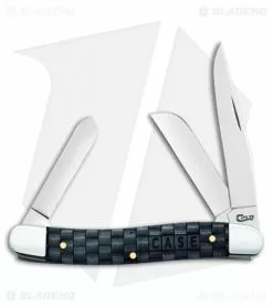 Case Cutlery Basket Weave Natural Bone Smooth Charcoal Color Wash Medium Stockman (6318 SS)