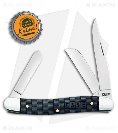 Case Cutlery Basket Weave Natural Bone Smooth Charcoal Color Wash Medium Stockman (6318 SS) - Image 2