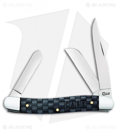 Case Cutlery Basket Weave Natural Bone Smooth Charcoal Color Wash Medium Stockman (6318 SS)