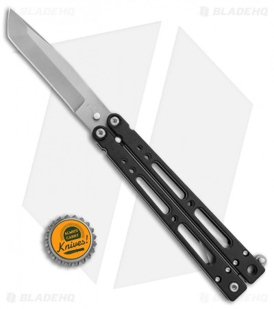 Bear OPS Bear-Song IV Tanto Butterfly Knife Black (3.75" Bead Blast) - Image 4
