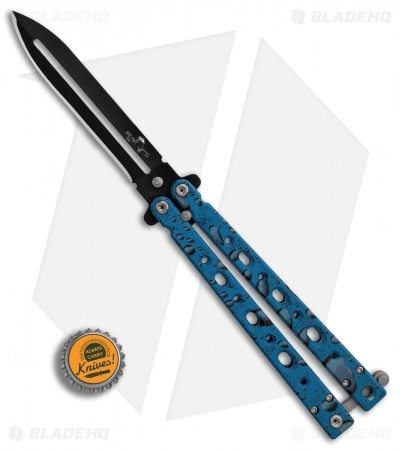 Bear OPS Bear Song V Butterfly Knife Blue Raindrop (4.38" Black) B-500-AIDB-B - Image 4
