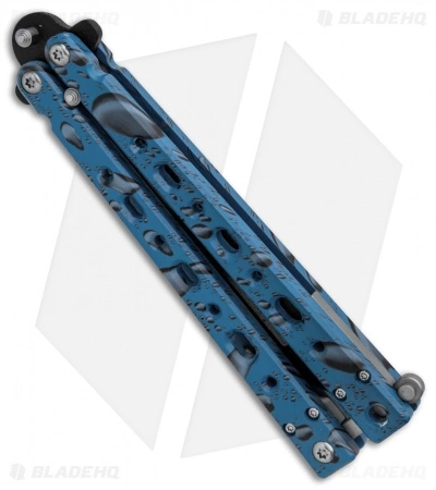 Bear OPS Bear Song V Butterfly Knife Blue Raindrop (4.38" Black) B-500-AIDB-B - Image 2