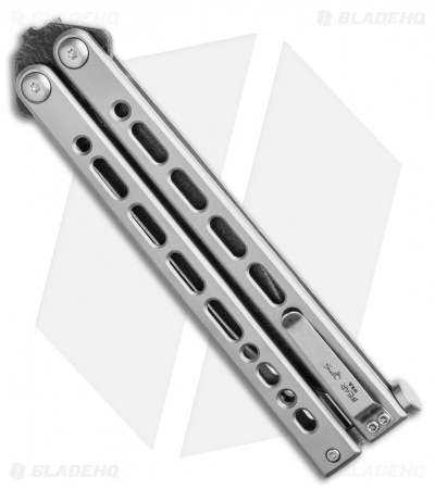 Bear Ops Bear Song VIII Butterfly Knife Clip Point Gray Steel (4.5" Damascus) - Image 2