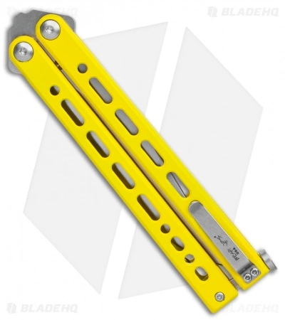 Bear Ops Bear Song VIII Butterfly Knife Yellow Clip Point (4.5" Satin) - Image 2