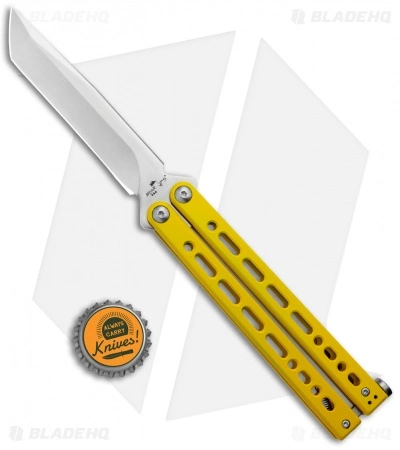 Bear Ops Bear Song VIII Butterfly Knife Tanto Yellow Steel (4.5" Satin) - Image 4