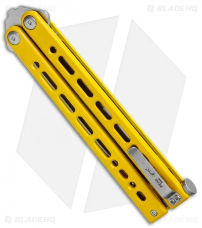 Bear Ops Bear Song VIII Butterfly Knife Tanto Yellow Steel (4.5" Satin) - Image 3
