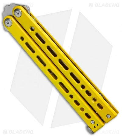 Bear Ops Bear Song VIII Butterfly Knife Tanto Yellow Steel (4.5" Satin) - Image 2