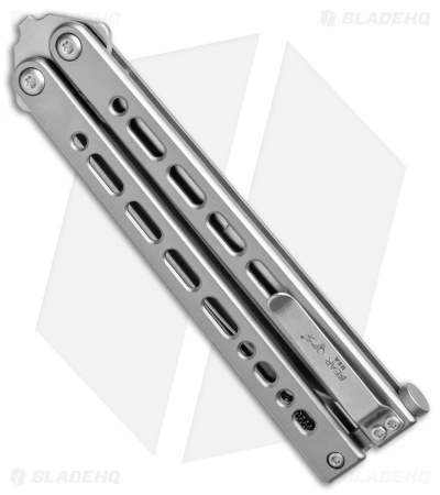 Bear Ops Bear Song VIII Small Tanto Butterfly Knife Gray (3.75" Satin) - Image 3