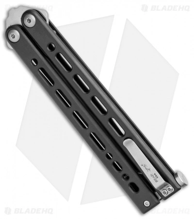 Bear Ops Bear Song VIII Butterfly Knife Tanto Black Steel (4.5" Satin) - Image 3