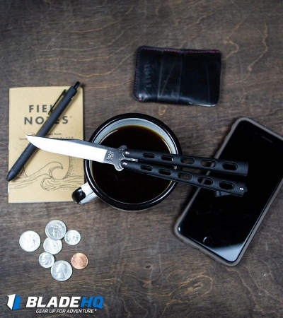 Bear & Son 114AB Large Tanto Butterfly Knife (4" Bead Blast) - Image 4