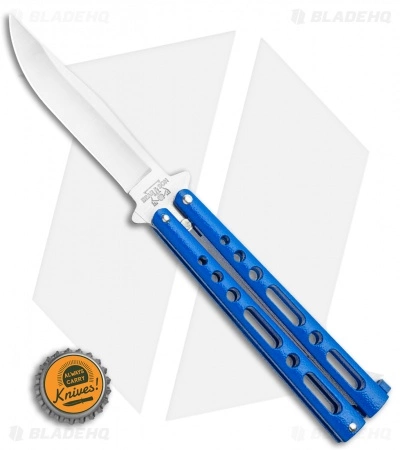 Bear & Son 117 Large Butterfly Knife Blue (4" Satin) - Image 4