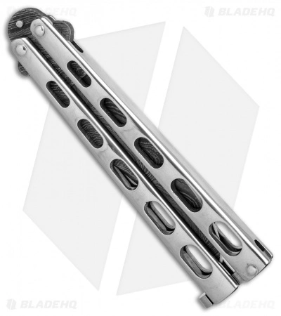 Bear & Son Clip Point Butterfly Knife Stainless Steel (4.1" Damascus) SS14D - Image 3