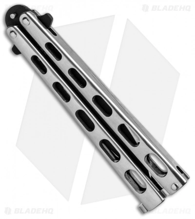 Bear & Son Spear Point Butterfly Knife Stainless Steel (4.1" Black) SS15 - Image 2