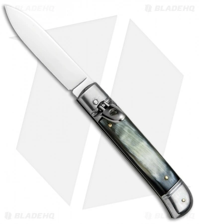 SKM Classic 8" Lever Lock Automatic Italian Knife Brazilian Horn (3.2" Polish)