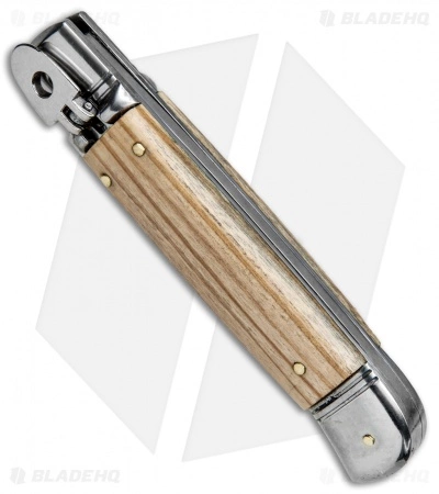 SKM Classic 8" Lever Lock Automatic Italian Knife Olive Wood (3.2" Polish Flat) - Image 2