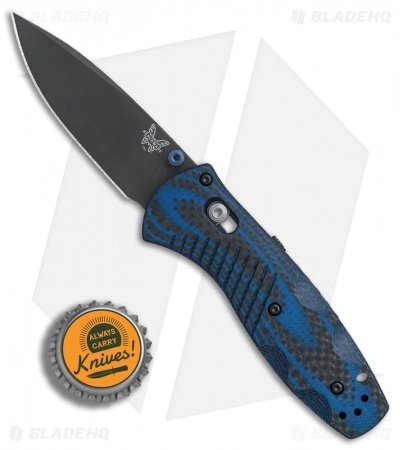 Benchmade Mini Barrage AXIS-Assist Forum Knife Blue G10/CF (Black M390) 586-1701 - Image 4