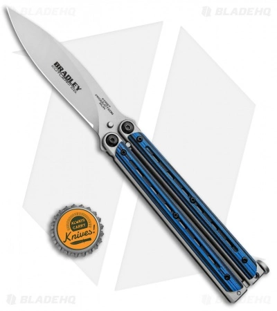Bradley Kimura Butterfly Balisong Knife Black/Blue G-10 (3.9" Bead Blast) - Image 4