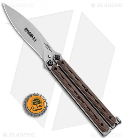 Bradley Kimura Butterfly Balisong Spear Point Knife Brown G-10 (3.9" Bead Blast) - Image 4