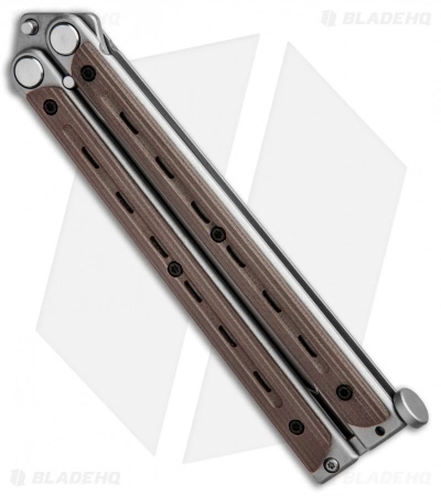 Bradley Kimura Butterfly Balisong Spear Point Knife Brown G-10 (3.9" Bead Blast) - Image 3