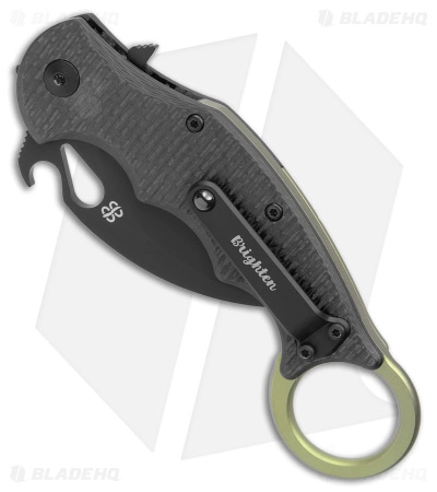 Brighten Blades Moonstruck Karambit Green Titanium W/ Carbon Fiber (2.5" Black) - Image 3