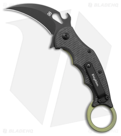 Brighten Blades Moonstruck Karambit Green Titanium W/ Carbon Fiber (2.5" Black)