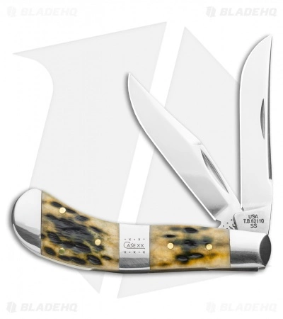 Case Cutlery Case Bose Saddlehorn Olive Green Peach Seed Jig Bone (TB62110 SS)