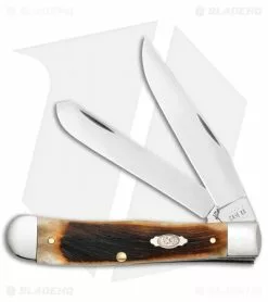 Case Cutlery Sawcut Jig Trapper Knife Dark Molasses Bone (6254 SS)