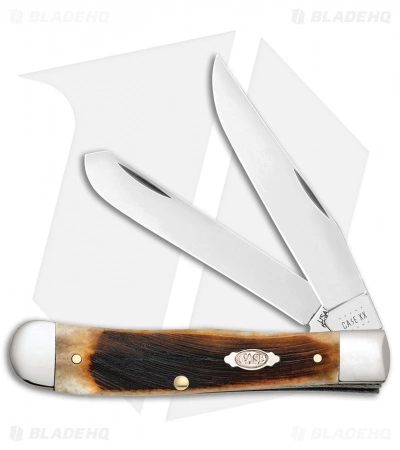 Case Cutlery Sawcut Jig Trapper Knife Dark Molasses Bone (6254 SS)