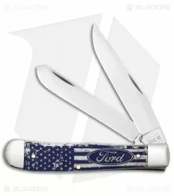 Case Cutlery Ford And U.S. Flag Trapper Knife 4.125" Natural Bone (6254 SS)