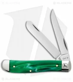 Case Cutlery Mini Trapper John Deere Pocket Knife 3.5" Smooth Green Kirinite