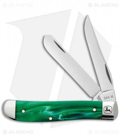 Case Cutlery Mini Trapper John Deere Pocket Knife 3.5" Smooth Green Kirinite