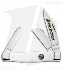 Case Cutlery USMC Large Stockman Pocket Knife 4.25" Smooth White Synthetic