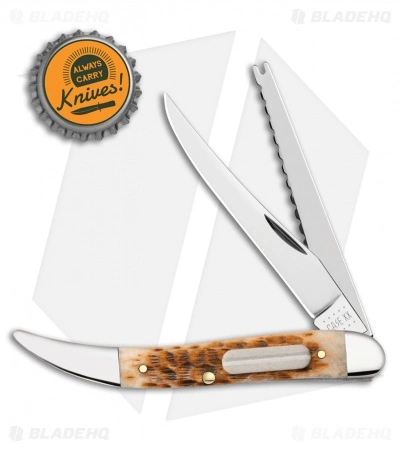Case Cutlery Case Fishing Knife 4.25" Peach Seed Jigged Amber Bone (620094F SS) 10726 - Image 2