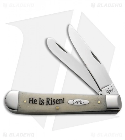 Case Cutlery Case He Is Risen Trapper Knife 4.125" Smooth Natural Bone (6254 SS) 8848