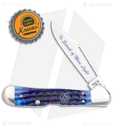 Case Cutlery Case Masonic Mini Copperlock Traditional Knife 3.625" Blue Bone(61749L SS) 25531 - Image 4