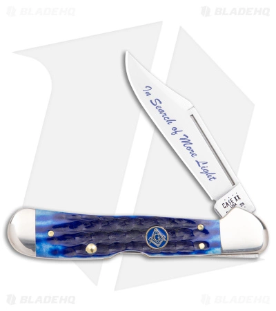 Case Cutlery Case Masonic Mini Copperlock Traditional Knife 3.625" Blue Bone(61749L SS) 25531