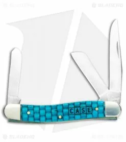 Case Cutlery Case Medium Stockman 3.625" Basket Weave Turquoise Bone (6318 CV)