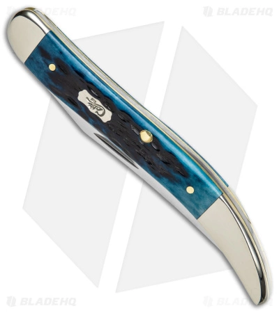 Case Cutlery Case Medium Texas Toothpick Knife 3.35" Pocket Worn Blue/Peach Jig (610094 SS) - Image 2