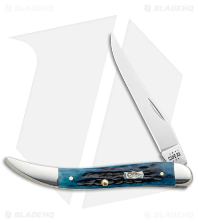 Case Cutlery Case Medium Texas Toothpick Knife 3.35" Pocket Worn Blue/Peach Jig (610094 SS)