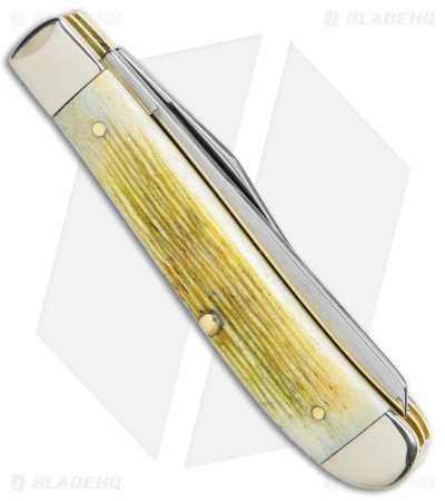 Case Mini Trapper Knife Burnt Cream Bone Barnboard Jigged (2.7" Polish) 36725 - Image 3